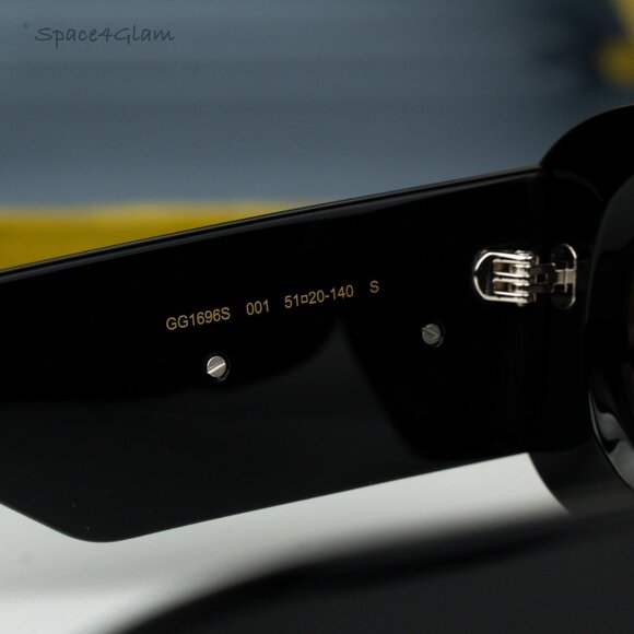 BRAND NEW Gucci GG1696S 001 Black Grey Women Oval Sunglasses GG 1696S - Picture 5 of 8